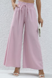 Pink Elastic Waist Wide Leg Pants