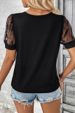 Black Sheer Lace Sleeves Top