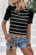 Blace Stripe Puff Lace Sleeves Top