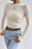 Plain Waffle Knitting Smocked Top