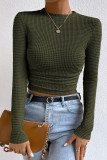 Plain Waffle Knitting Smocked Top