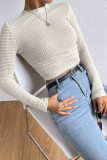Plain Waffle Knitting Smocked Top