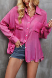 Plain Button Up Pockets Blouse Shirt