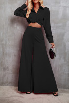 Plain 2PCS Wide Leg Pants Set