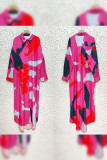 Paint Print Button Up Maxi Shirt Dress