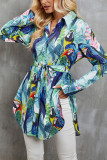 Button Up Floral Ruffle Shirt