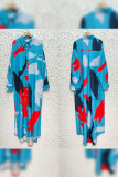 Paint Print Button Up Maxi Shirt Dress
