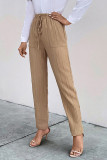 Khaki Pleated Elastic Waist Jogger