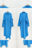 Blue Button Up Maxi Shirt Dress