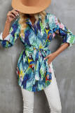Button Up Floral Ruffle Shirt