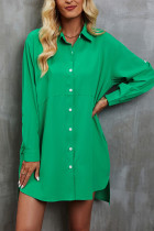 Green Button Up Shirt Dress