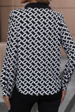 Black Printed V Neck Blouse