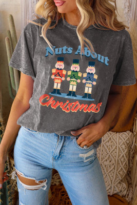 Black Nuts About Christmas Graphic Mineral Wash Tee