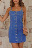 Blue Button Up Cami Denim Dress