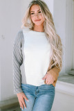 Multicolor Colorblock Textured Drop Shoulder Sweater