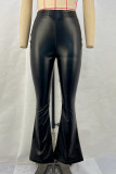 Black PU Flare Pants