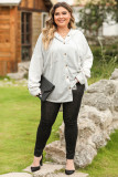 Gray Contrast Knitted Sleeves Plus Size Hoodie