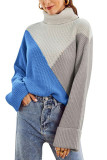 Color Block Turtle Collar Sweater