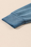 Blue Solid Kangaroo Pocket Drawstring Hoodie
