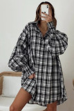 Multicolour Bishop Sleeve Plaid Oversized Shirt