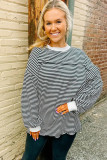 Striped Print Drop Shoulder Loose Sweatshirt