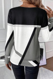 Color Block Geometric Print Long Sleeves Top