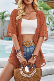Plain Jacquard Spot Open Short Sleeves Kimono