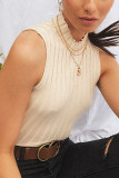 Ribbed Knitting Sleeveless Vest Top