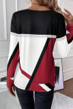 Color Block Geometric Print Long Sleeves Top