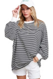 Striped Print Drop Shoulder Loose Sweatshirt