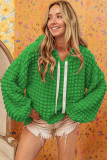 Green Bubble Textured Waffle Hoodie