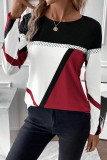 Color Block Geometric Print Long Sleeves Top