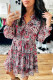 Pitaya Pink Floral Print Ruffle Tiered Puff Sleeve Mini Dress