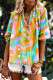 Multicolour Abstract Print V Neck Blouse