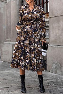 V Neck Floral Maxi Dress