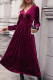 Wine Red Crochet Velvet Dress