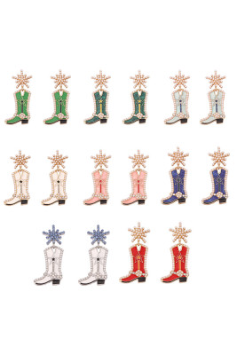 Boots Shape Crystal Earrings