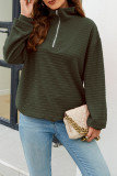 Plain Zipper Down Texture Pullover Sweatshirt