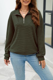 Plain Zipper Down Texture Pullover Sweatshirt