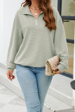 Plain Zipper Down Texture Pullover Sweatshirt