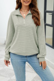 Plain Zipper Down Texture Pullover Sweatshirt