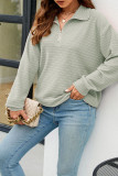Plain Zipper Down Texture Pullover Sweatshirt