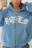 Placement Print Open Zipper Hoodies