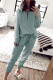 Iceland Blue Solid Half Zipped Drawstring High Waist Lounge Set