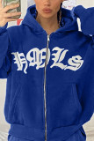 Placement Print Open Zipper Hoodies