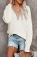 V Neck Lace Edge Bubble Sleeves Sweater