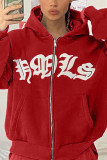 Placement Print Open Zipper Hoodies
