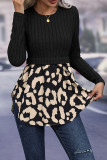 Leopard SPlicing Knitting Top