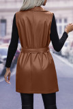 Sleeveless Vest Leather Coat