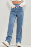 High Waist Pockets Buttons Pants